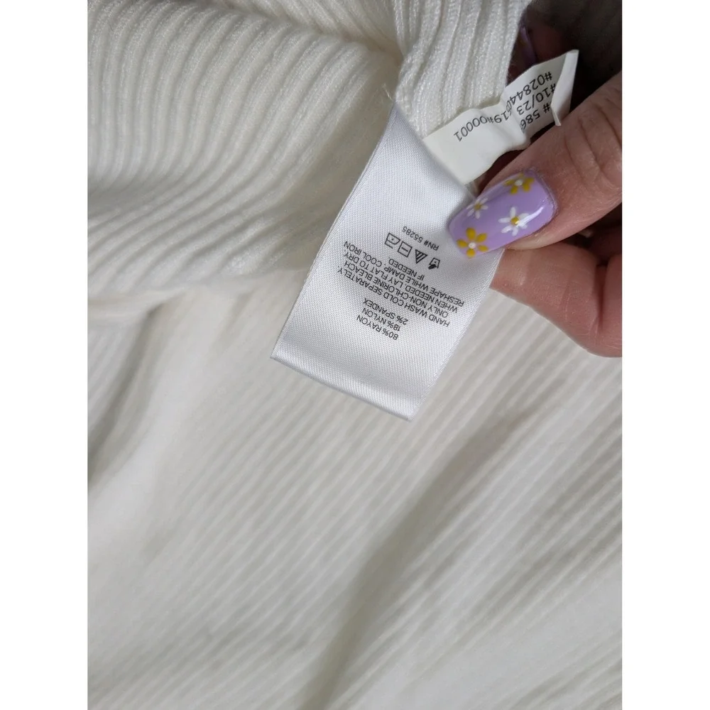 Express Womens White Ribbed Knit Maxi Duster Cardigan Open Front Long Sleeve M - Picture 4 of 4